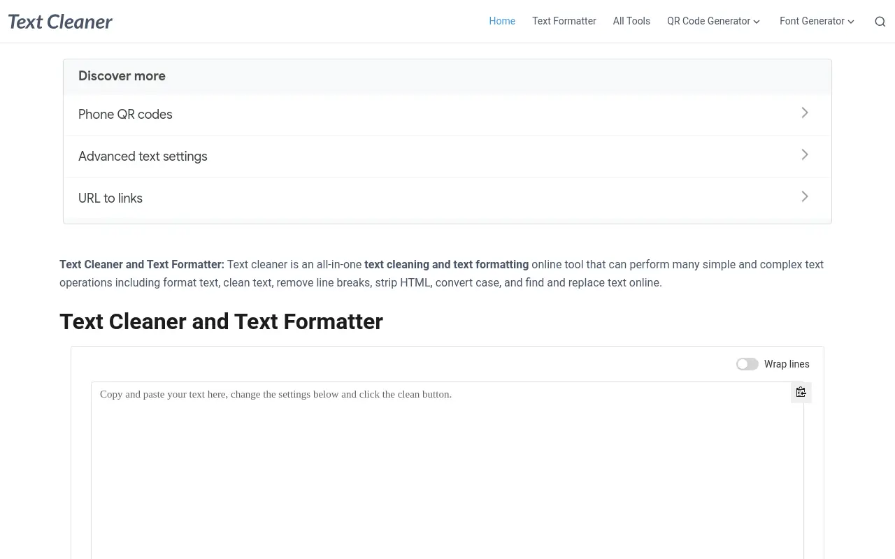 textcleaner.net 첫 화면