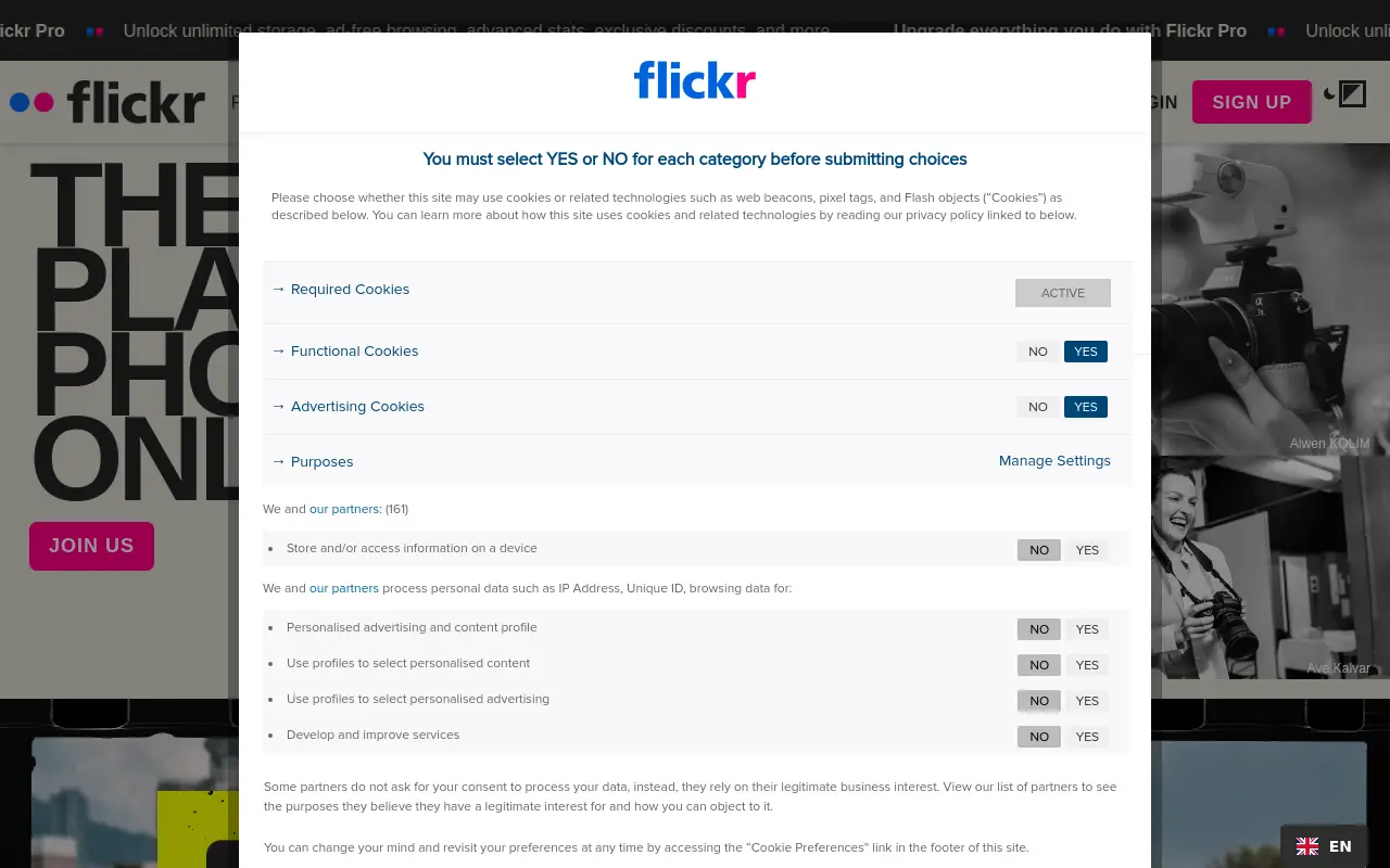 flickr.com 첫 화면