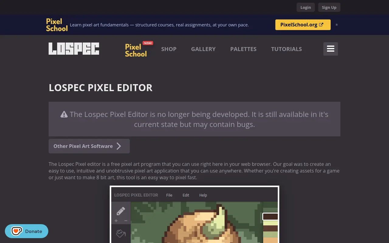 lospec.com 첫 화면