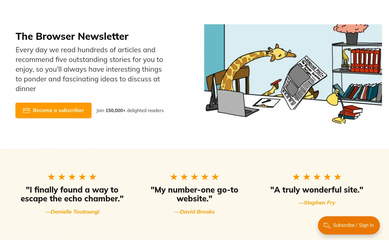thebrowser.com 첫 화면