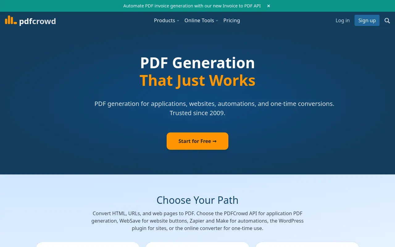 pdfcrowd.com 첫 화면