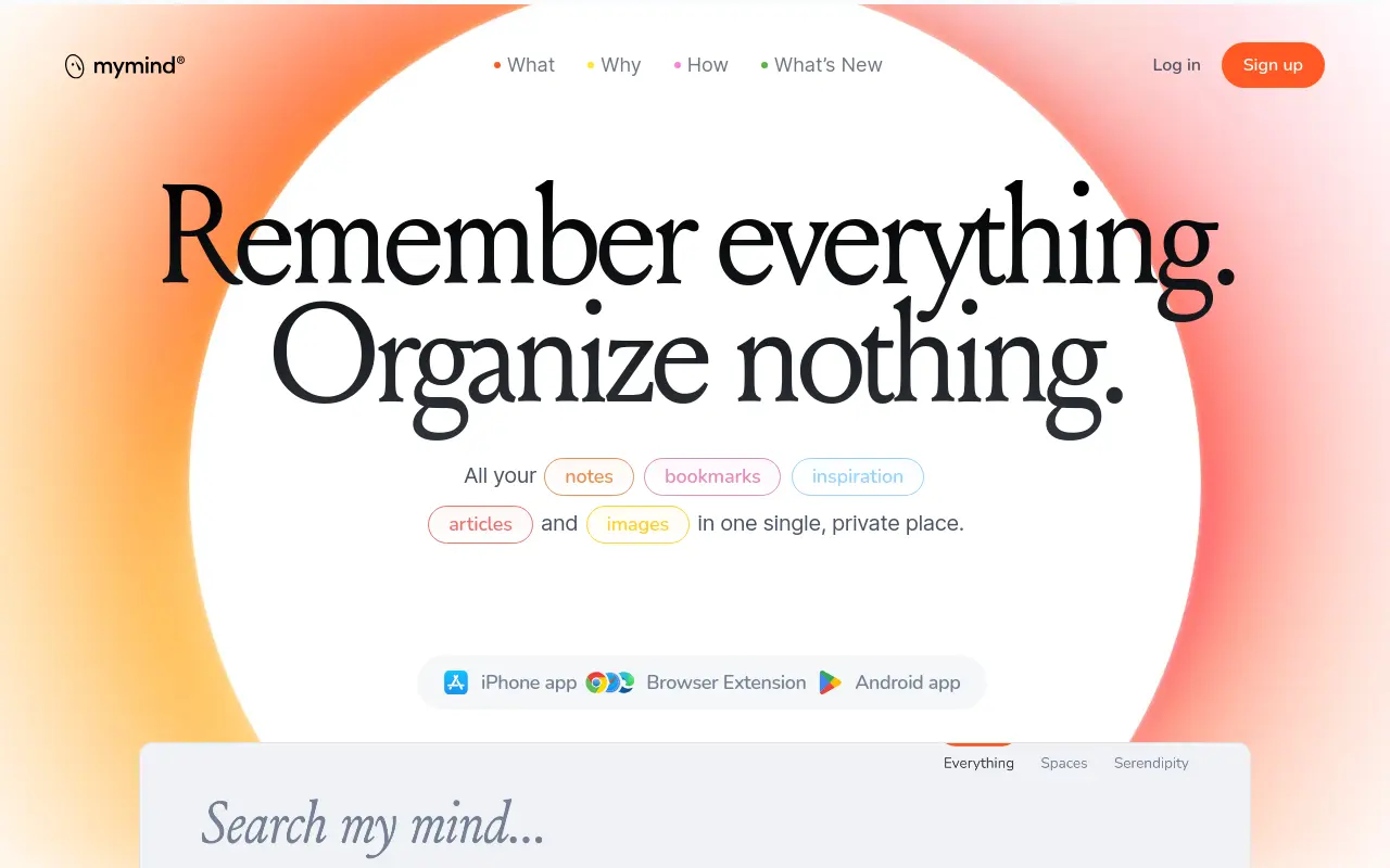 mymind.com 첫 화면