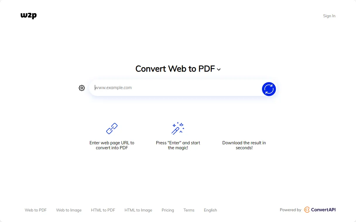 web2pdfconvert.com 첫 화면