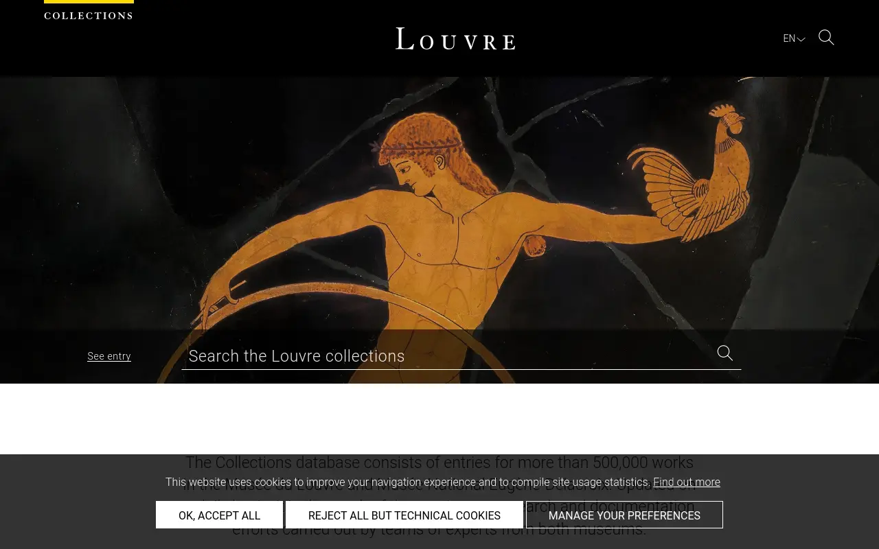 collections.louvre.fr 첫 화면