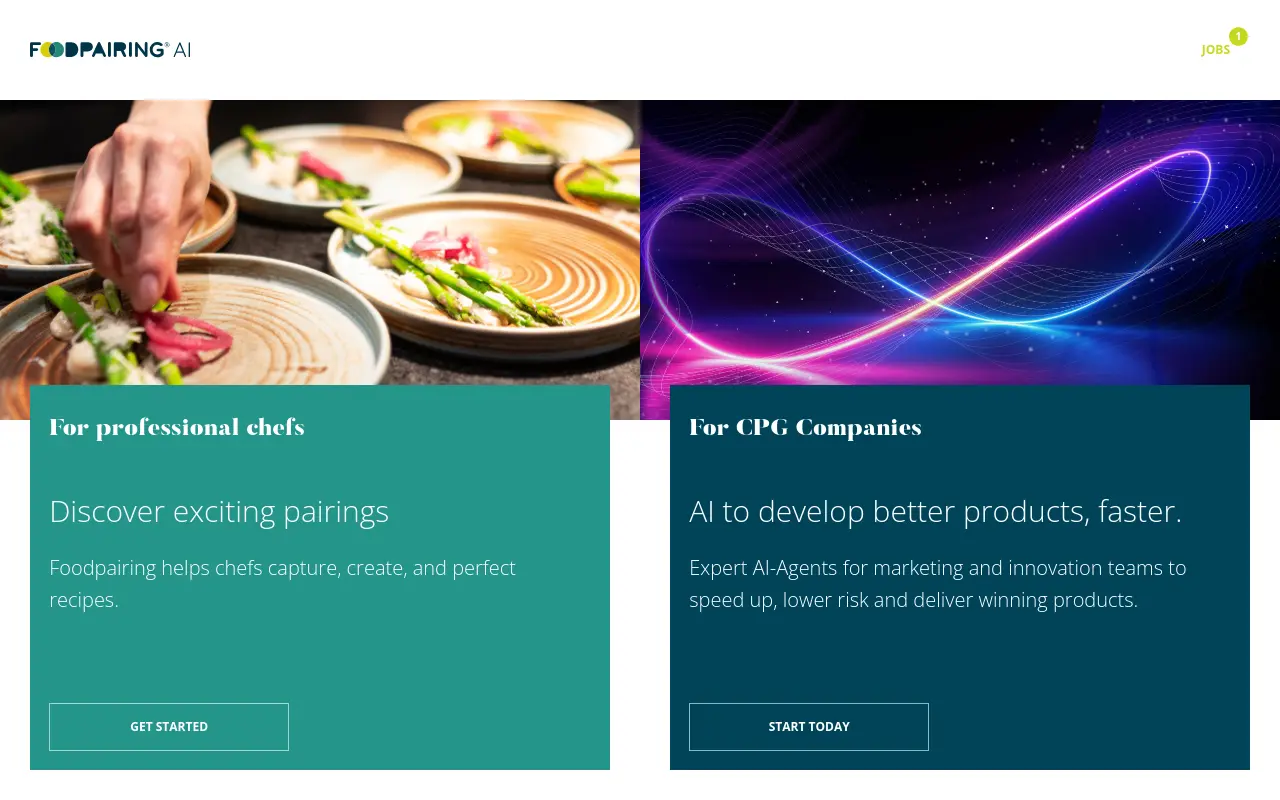 foodpairing.com 첫 화면