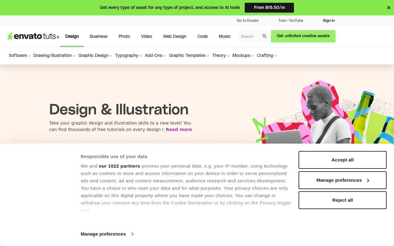 design.tutsplus.com 첫 화면