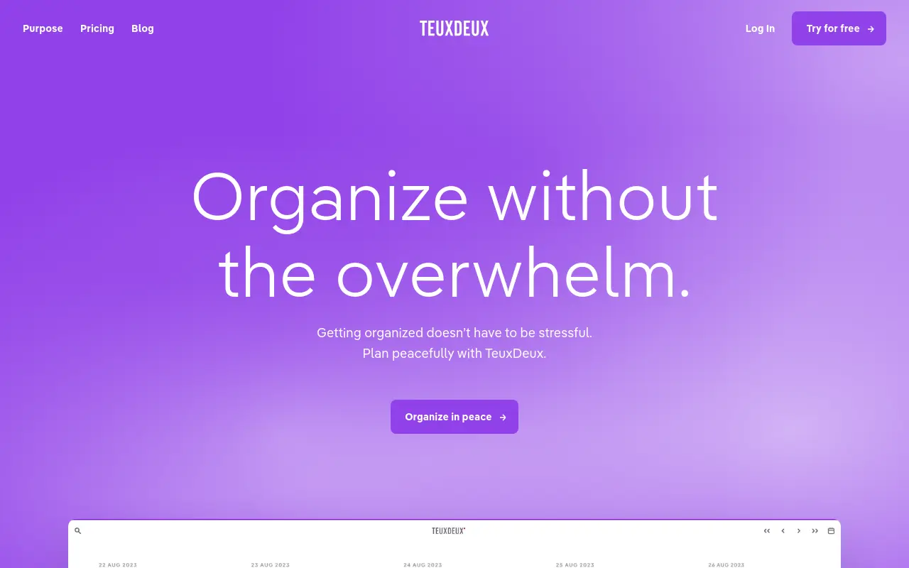 teuxdeux.com 첫 화면