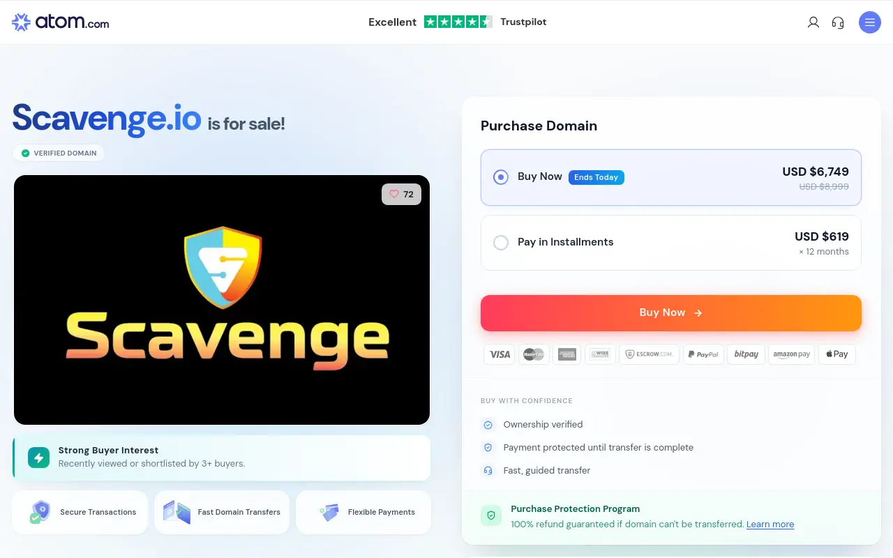 scavenge.io 첫 화면