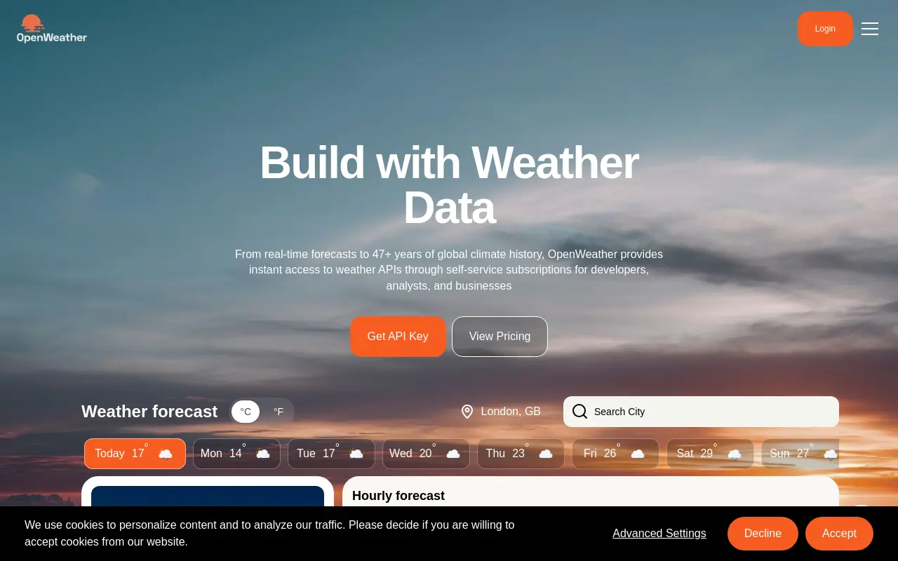 openweathermap.org 첫 화면