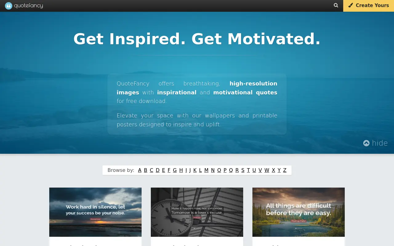 quotefancy.com 첫 화면
