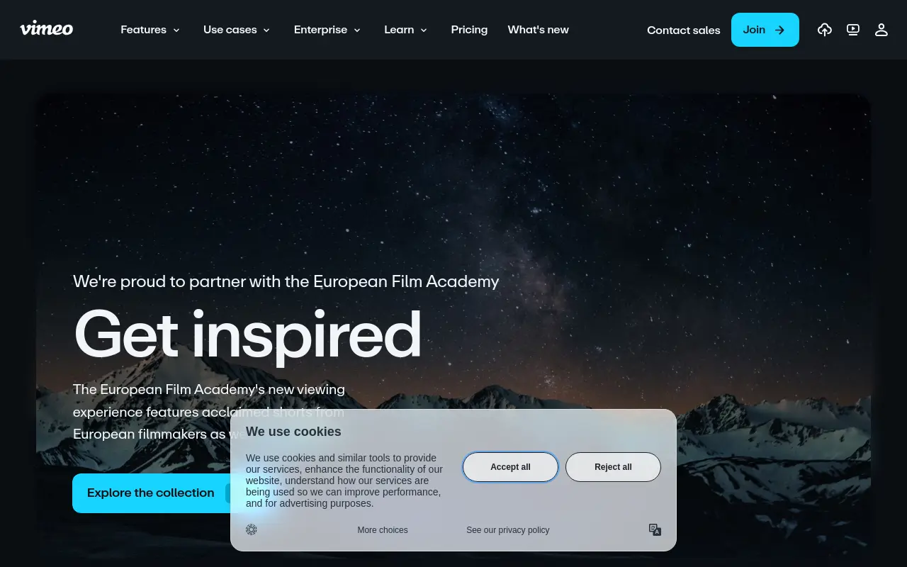 vimeo.com 첫 화면
