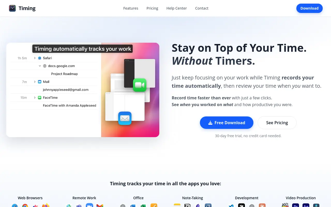 timer.app 첫 화면