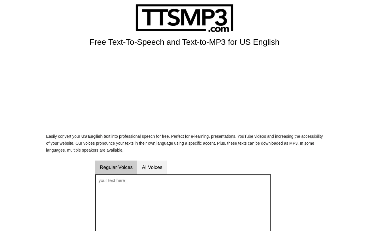 ttsmp3.com 첫 화면