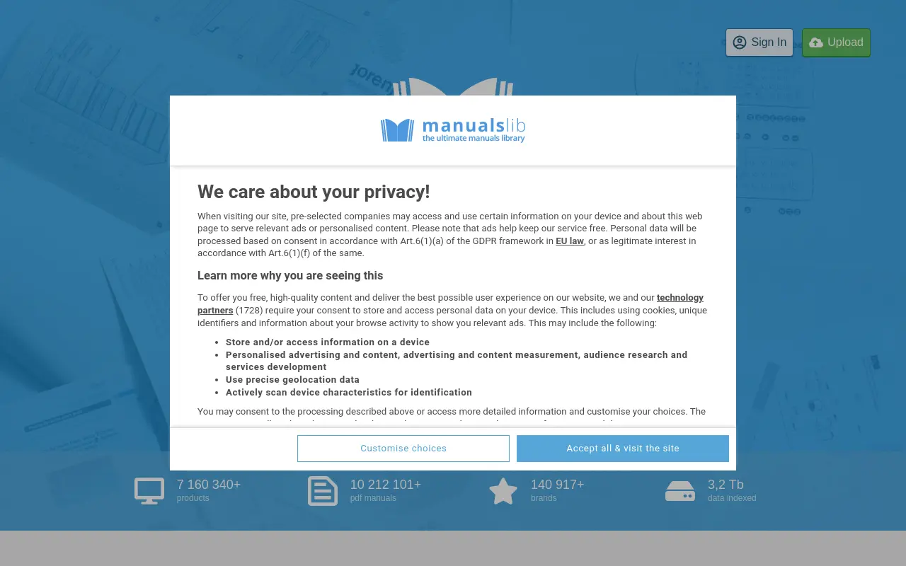 manualslib.com 첫 화면