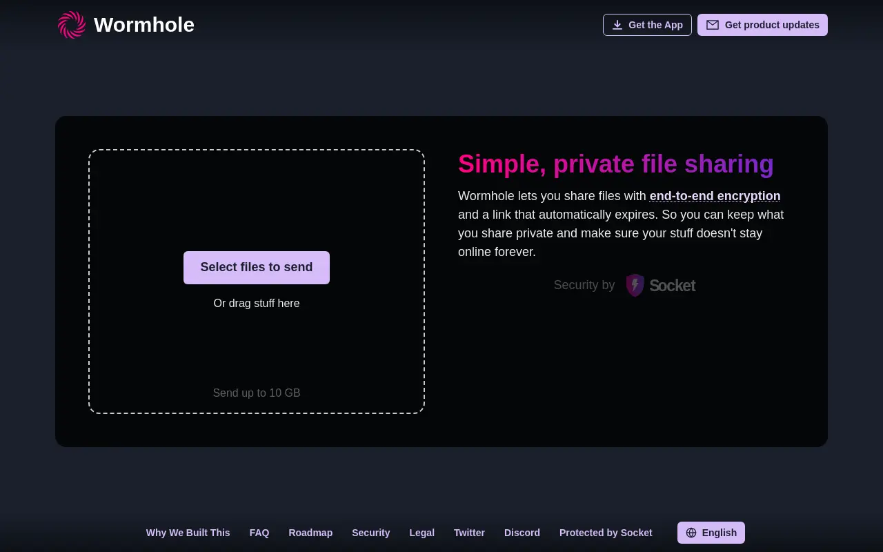 wormhole.app 첫 화면