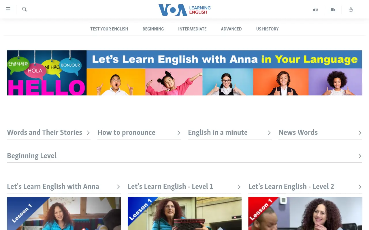 learningenglish.voanews.com 첫 화면