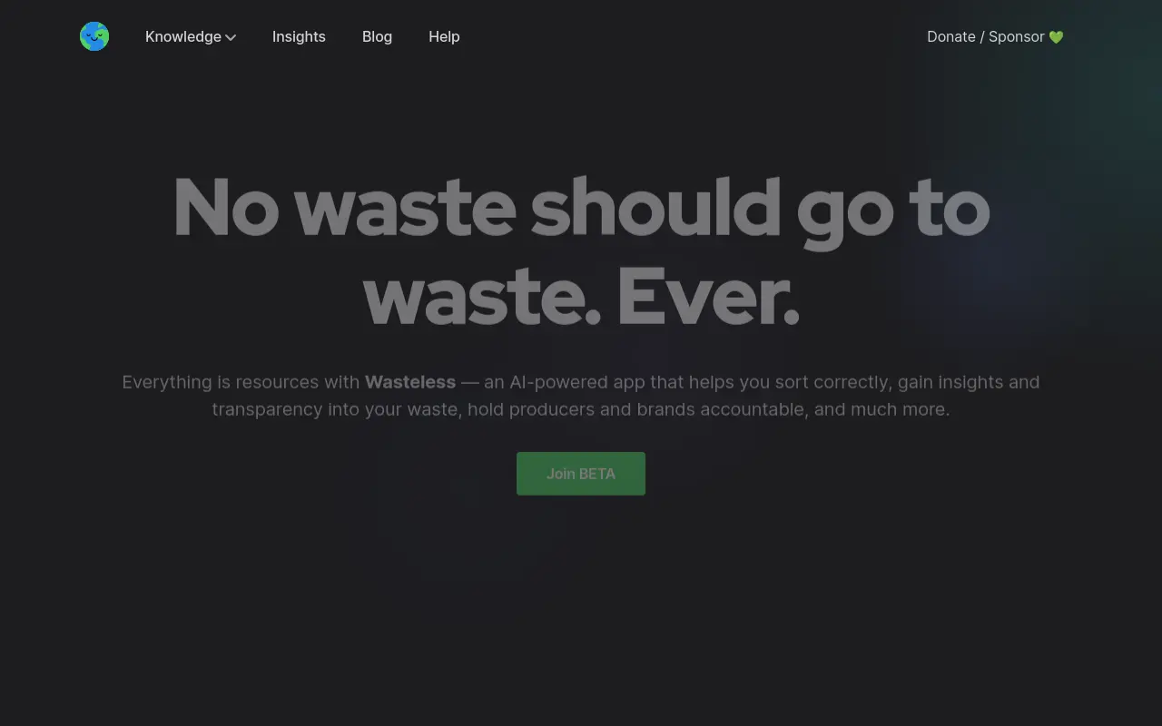 wasteless.app 첫 화면
