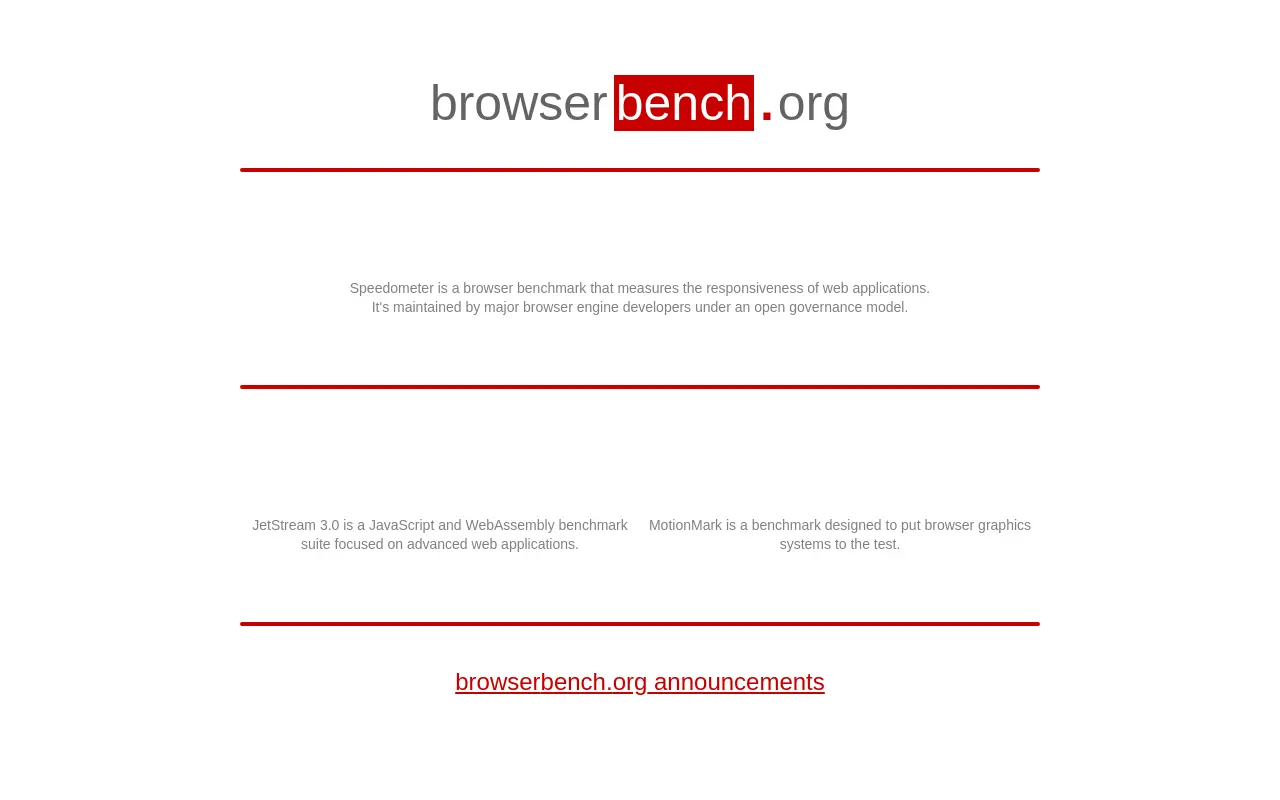 browserbench.org 첫 화면