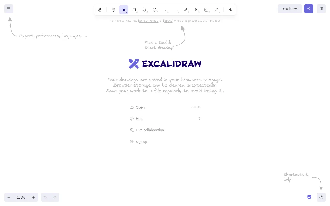 excalidraw.com 첫 화면
