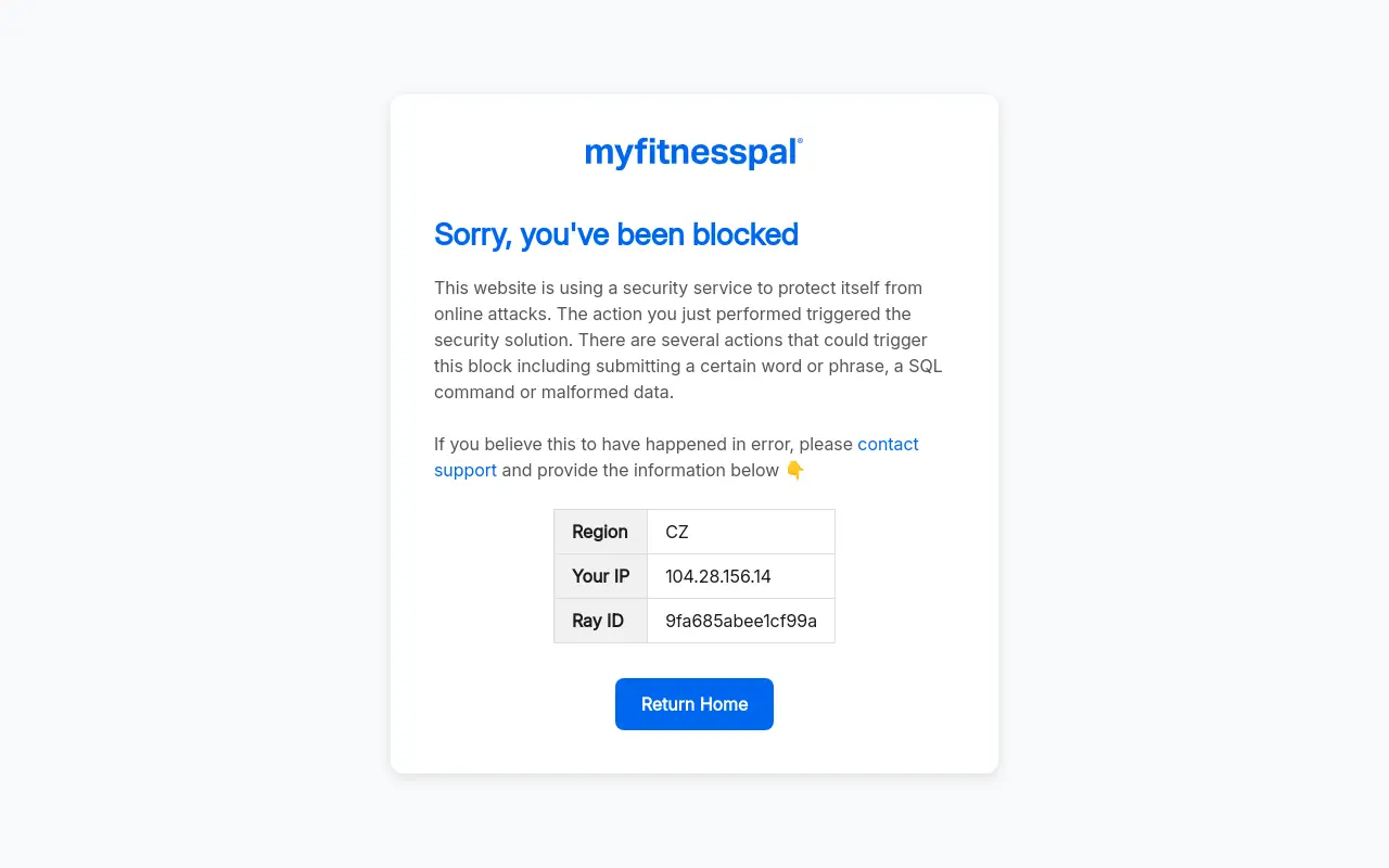 myfitnesspal.com 첫 화면