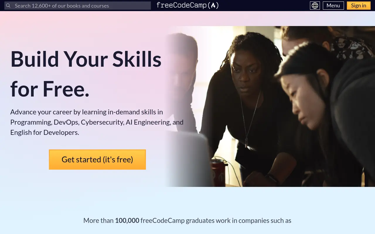 freecodecamp.org 첫 화면