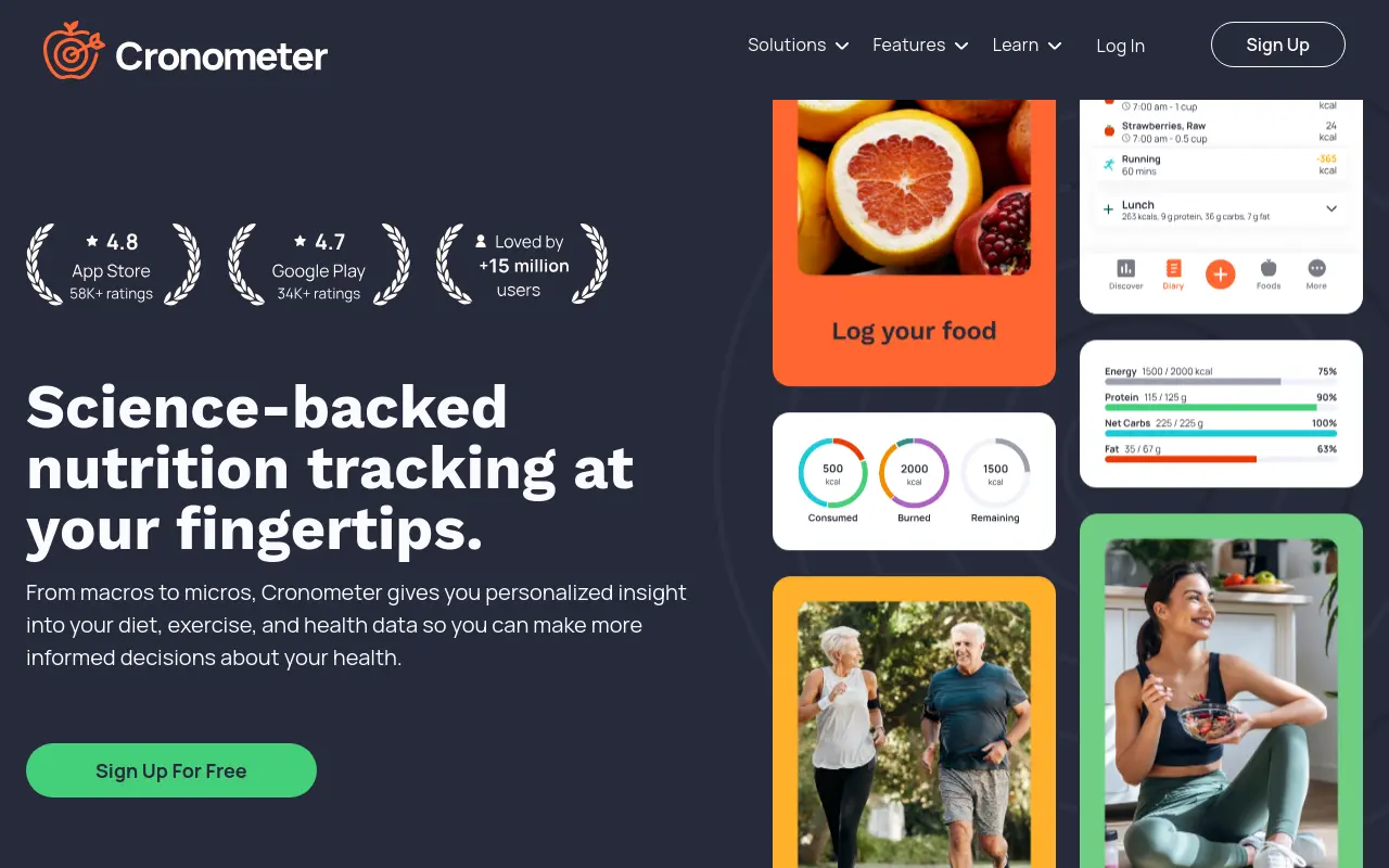 cronometer.com 첫 화면
