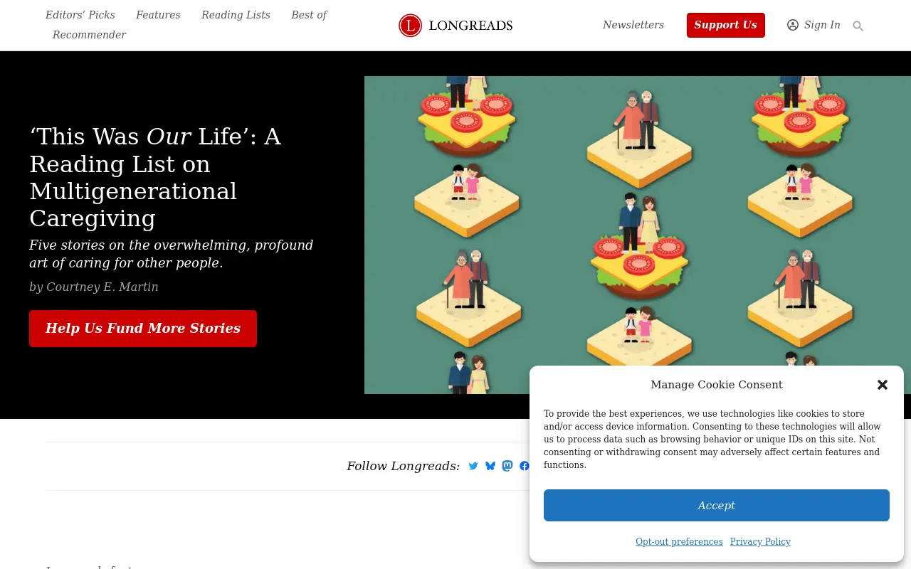 longreads.com 첫 화면